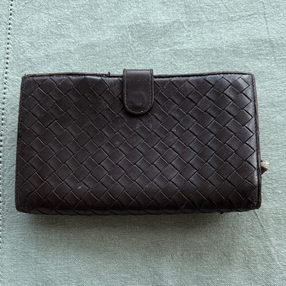Bottega Veneta  Woven Dark Brown Wallet